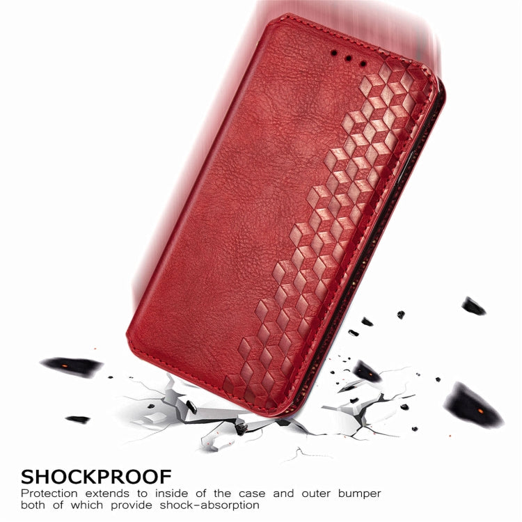 For Doogee N40 Pro Cubic Grid Pressed Horizontal Flip Magnetic Leather Case with Holder & Card Slots & Wallet(Red) - More Brand by buy2fix | Online Shopping UK | buy2fix