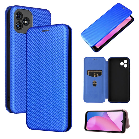 For Blackview Oscal C20 Carbon Fiber Texture Horizontal Flip Leather Phone Case with Card Slot(Blue) - More Brand by buy2fix | Online Shopping UK | buy2fix