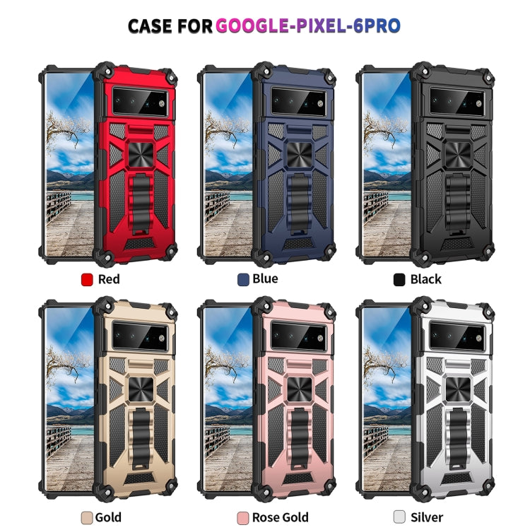 For Google Pixel 6 Pro Armor Shockproof TPU + PC Magnetic Phone Case with Holder(Rose Gold) - Google Cases by buy2fix | Online Shopping UK | buy2fix