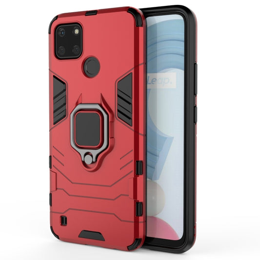 For OPPO Realme C21Y Shockproof PC + TPU Protective Case with Magnetic Ring Holder(Red) - Realme Cases by buy2fix | Online Shopping UK | buy2fix