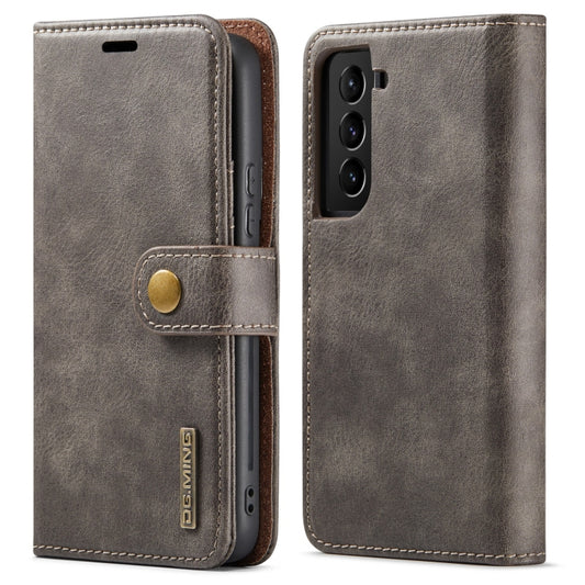 For Samsung Galaxy S22+ 5G DG.MING Crazy Horse Texture Detachable Magnetic Leather Phone Case(Grey) - Galaxy S22+ 5G Cases by DG.MING | Online Shopping UK | buy2fix