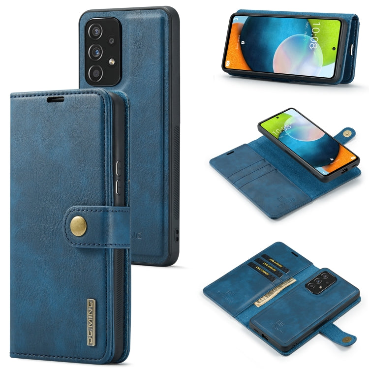 For Samsung Galaxy A53 5G DG.MING Crazy Horse Texture Detachable Magnetic Leather Phone Case(Blue) - Galaxy Phone Cases by DG.MING | Online Shopping UK | buy2fix