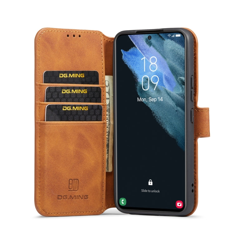 For Samsung Galaxy S22 DG.MING Retro Oil Side Horizontal Flip Leather Case with Holder & Card Slots & Wallet(Brown) - Galaxy S22 5G Cases by DG.MING | Online Shopping UK | buy2fix