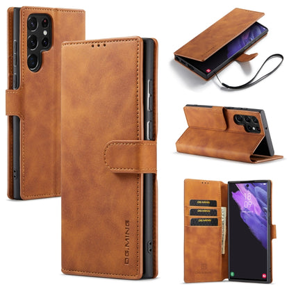 For Samsung Galaxy S22 Ultra DG.MING Retro Oil Side Horizontal Flip Leather Case with Holder & Card Slots & Wallet(Brown) - Galaxy S22 Ultra 5G Cases by DG.MING | Online Shopping UK | buy2fix