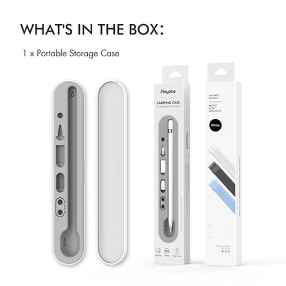 Stoyobe PC + Silicone Stylus Pen Magnetic Absorption Storage Box For Apple Pencil 1 / 2(White) - Pencil Accessories by buy2fix | Online Shopping UK | buy2fix