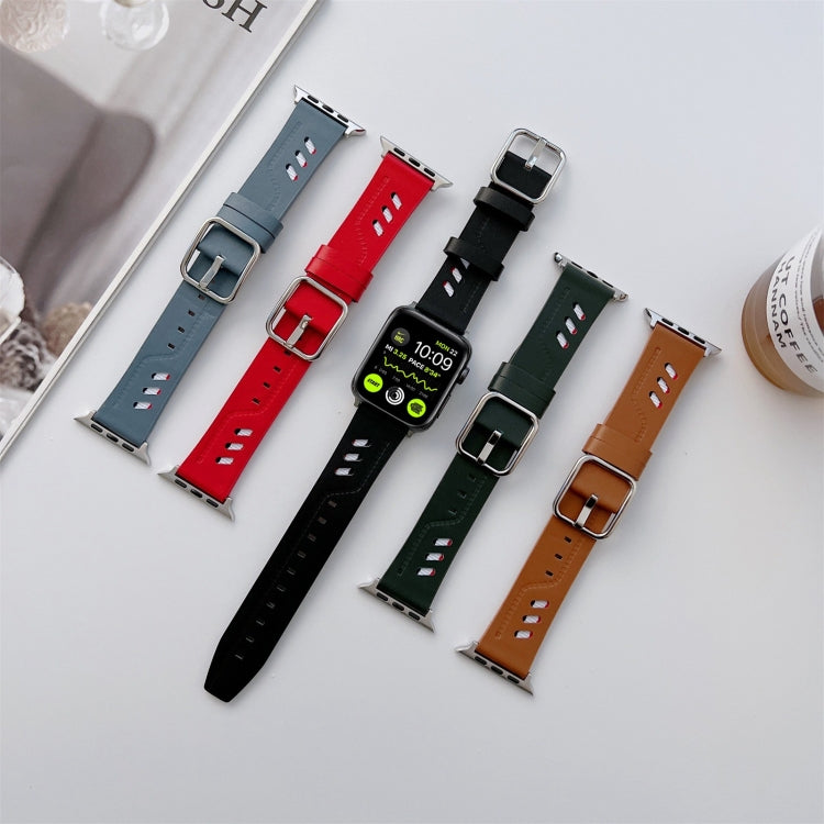 Genuine Leather Nylon Watch Band For Apple Watch Ultra 49mm&Watch Ultra 2 49mm / Series 9&8&7 45mm / SE 3&SE 2&6&SE&5&4 44mm / 3&2&1 42mm(Black) - Watch Bands by buy2fix | Online Shopping UK | buy2fix