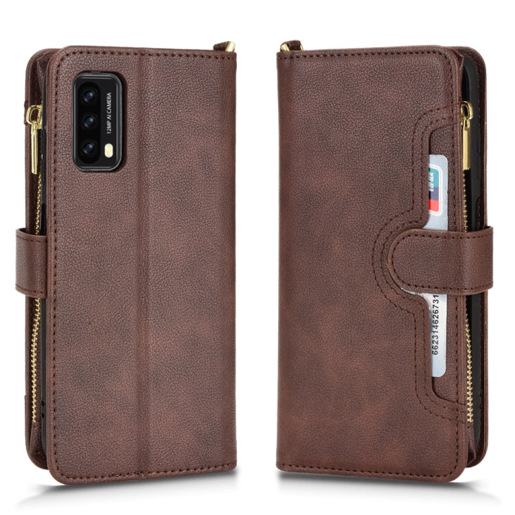 For Blackview A90 Litchi Texture Zipper Leather Phone Case(Brown) - More Brand by buy2fix | Online Shopping UK | buy2fix