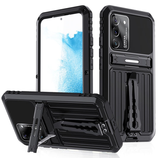 For Samsung Galaxy S22 5G Triple-proof Armor Life Waterproof Phone Case with Holder(Black) - Galaxy S22 5G Cases by buy2fix | Online Shopping UK | buy2fix