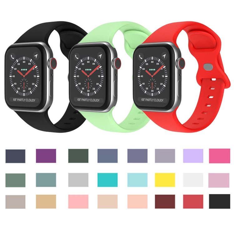 Butterfly Buckle Silicone Watch Band, Size: L For Apple Watch Ultra 49mm&Watch Ultra 2 49mm / Series 9&8&7 45mm / SE 3&SE 2&6&SE&5&4 44mm / 3&2&1 42mm(Dark Purple) - Watch Bands by buy2fix | Online Shopping UK | buy2fix