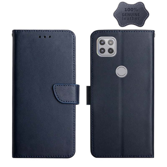 For Motorola Moto G 5G Genuine Leather Fingerprint-proof Horizontal Flip Phone Case(Blue) - Motorola Cases by buy2fix | Online Shopping UK | buy2fix