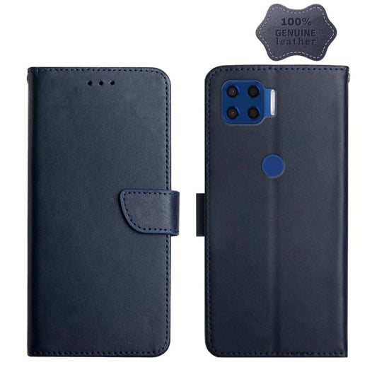 For Motorola Moto G 5G Plus Genuine Leather Fingerprint-proof Horizontal Flip Phone Case(Blue) - Motorola Cases by buy2fix | Online Shopping UK | buy2fix