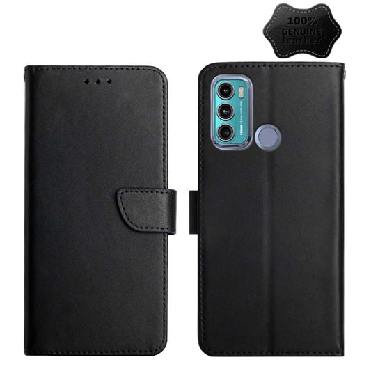 For Motorola Moto G60 Genuine Leather Fingerprint-proof Horizontal Flip Phone Case(Black) - Motorola Cases by buy2fix | Online Shopping UK | buy2fix