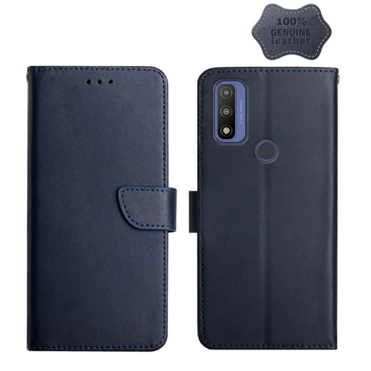 For Motorola Moto G Pure 2021 Genuine Leather Fingerprint-proof Horizontal Flip Phone Case(Blue) - Motorola Cases by buy2fix | Online Shopping UK | buy2fix