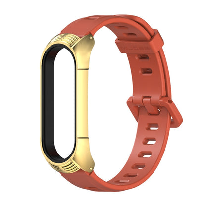 For Xiaomi Mi Band 6 / 5 / 4 / 3 Mijobs Flat Hole Silicone Watch Band, Style:TF Case(Orange+Gold) - Watch Bands by MIJOBS | Online Shopping UK | buy2fix