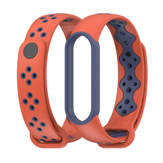 For Xiaomi Mi Band 5/6/7 Mijobs Sport Two-color TPU Watch Band(Orange+Midnight Blue) - Watch Bands by MIJOBS | Online Shopping UK | buy2fix