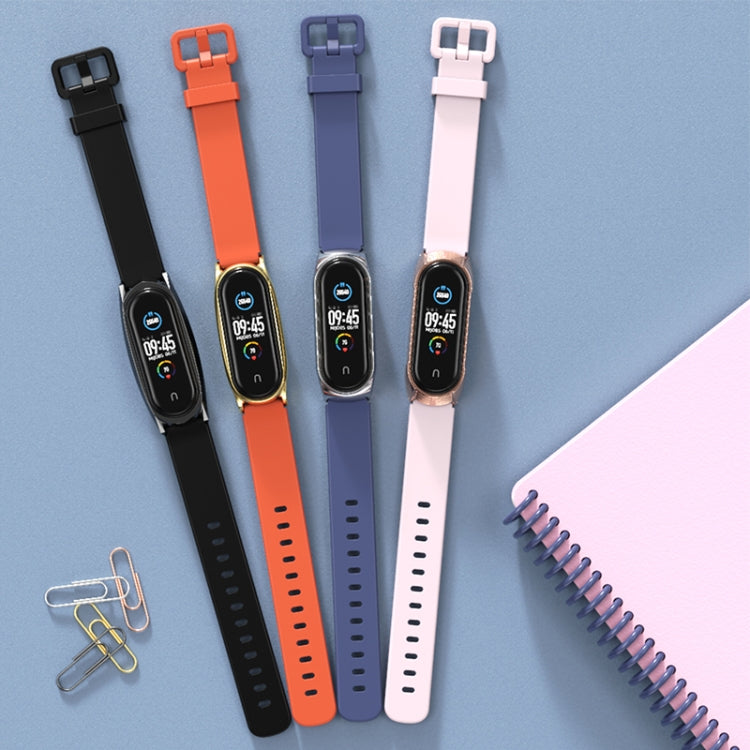 For Xiaomi Mi Band 3/4/5/6 Mijobs CS Silicone Waterproof Watch Band(Midnight Blue+Silver) - Watch Bands by MIJOBS | Online Shopping UK | buy2fix