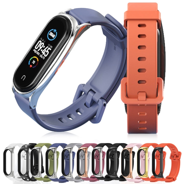 For Xiaomi Mi Band 3/4/5/6 Mijobs CS Silicone Waterproof Watch Band(Midnight Blue+Silver) - Watch Bands by MIJOBS | Online Shopping UK | buy2fix