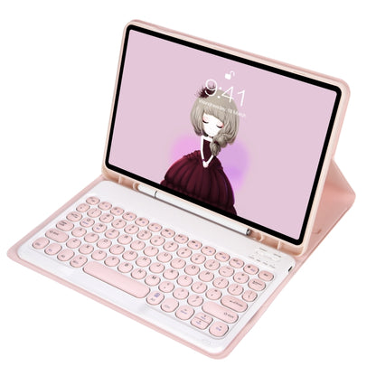 YA700B Candy Color Skin Feel Texture Round Keycap Bluetooth Keyboard Leather Case For Samsung Galaxy Tab S8 11 inch SM-X700 / SM-X706 & S7 11 inch SM-X700 / SM-T875(Pink) - Samsung Keyboard by buy2fix | Online Shopping UK | buy2fix