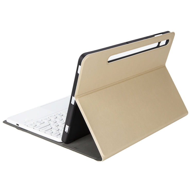 YA610B-A  Lambskin Texture Voltage Round Keycap Bluetooth Keyboard Leather Case with Touchpad For Samsung Galaxy Tab S6 Lite 10.4 inch SM-P610 / SM-P615(Gold) - Samsung Keyboard by buy2fix | Online Shopping UK | buy2fix