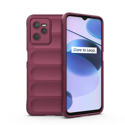 For OPPO Realme C35 Magic Shield TPU + Flannel Phone Case(Wine Red) - Realme Cases by buy2fix | Online Shopping UK | buy2fix