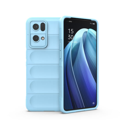 For OPPO Reno7 Pro 5G Magic Shield TPU + Flannel Phone Case(Light Blue) - OPPO Cases by buy2fix | Online Shopping UK | buy2fix