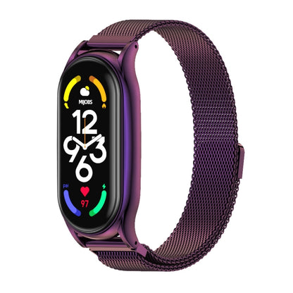 For Xiaomi Mi Band 7 / 7 NFC MIJOBS Milan Magnetic Plus Stainless Steel Watch Band(Purple) - Watch Bands by MIJOBS | Online Shopping UK | buy2fix