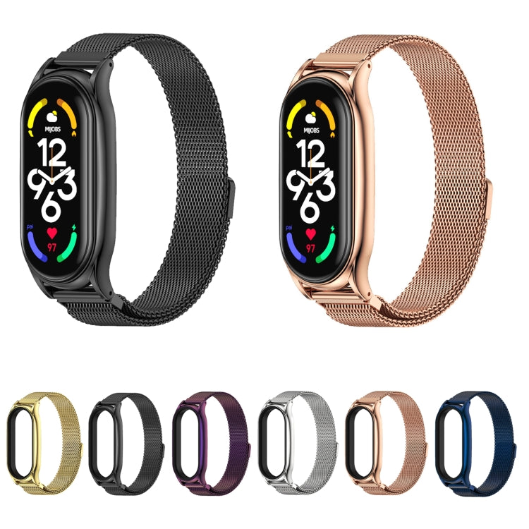 For Xiaomi Mi Band 7 / 7 NFC MIJOBS Milan Magnetic Plus Stainless Steel Watch Band(Purple) - Watch Bands by MIJOBS | Online Shopping UK | buy2fix