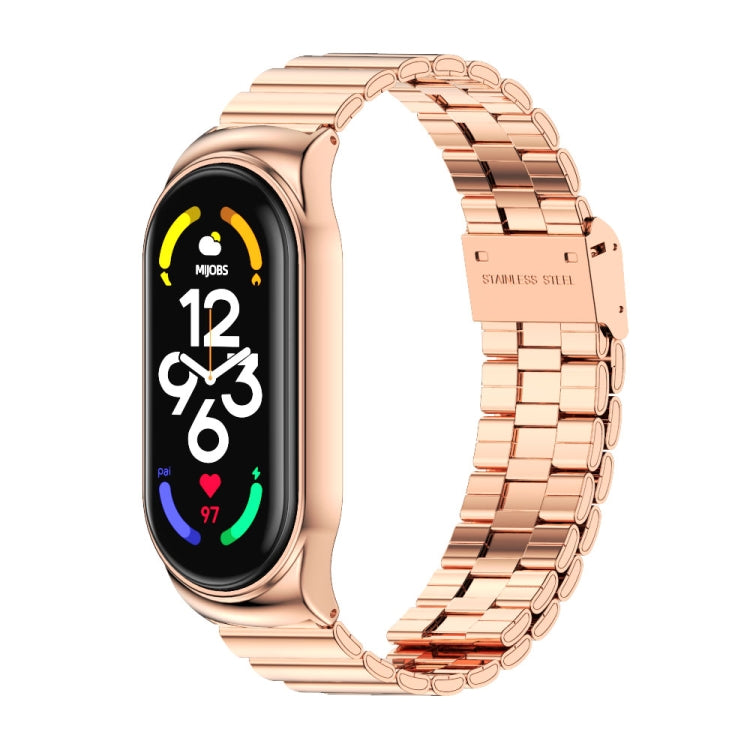 For Xiaomi Mi Band 7 / 7 NFC MIJOBS CS Bamboo Buckle Stainless Steel Watch Band(Rose Gold) - Watch Bands by MIJOBS | Online Shopping UK | buy2fix