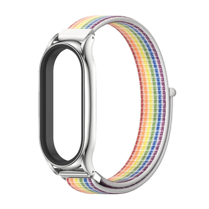 For Xiaomi Mi Band 7 / 7 NFC MIJOBS Plus Stainless Steel Case Nylon Watch Band(Colorful Silver) - Watch Bands by MIJOBS | Online Shopping UK | buy2fix