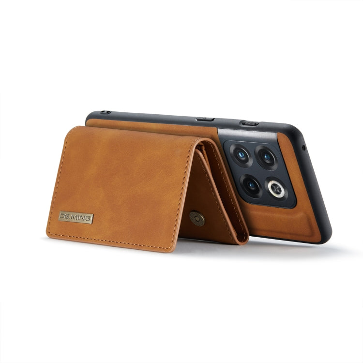 For OnePlus 10 Pro DG.MING M1 Series 3-Fold Multi Card Wallet + Magnetic Phone Case(Brown) - OnePlus Cases by DG.MING | Online Shopping UK | buy2fix