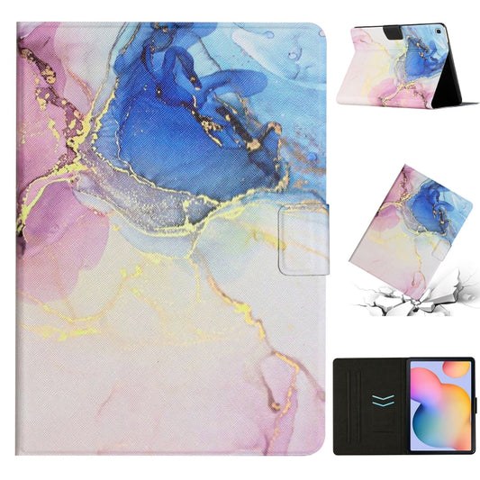 For Samsung Galaxy Tab A7 10.4 2020 T500 Marble Pattern Smart Leather Tablet Case(Pink Blue) - Other Galaxy Tab PC by buy2fix | Online Shopping UK | buy2fix