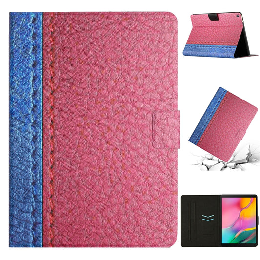 For Samsung Galaxy Tab A 10.1 2019 T510 Stitching Solid Color Smart Leather Tablet Case(Rose Red) - Tab A 10.1 (2019) T510 / T515 by buy2fix | Online Shopping UK | buy2fix