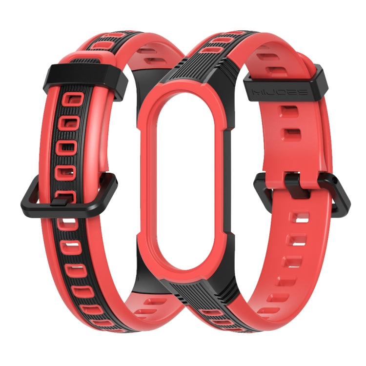 For Xiaomi Mi Band 5 / 6 / 7 MIJOBS Unibody Two-color Silicone Watch Band(Black Red) - Watch Bands by MIJOBS | Online Shopping UK | buy2fix