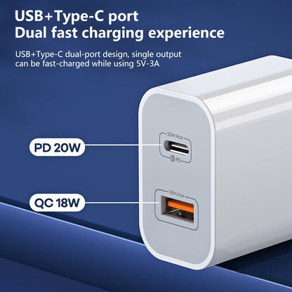 REMAX RP-U68 20W USB+USB-C/Type-C Dual Interface Fast Charger Set, Specification:EU Plug(White) - USB Charger by REMAX | Online Shopping UK | buy2fix