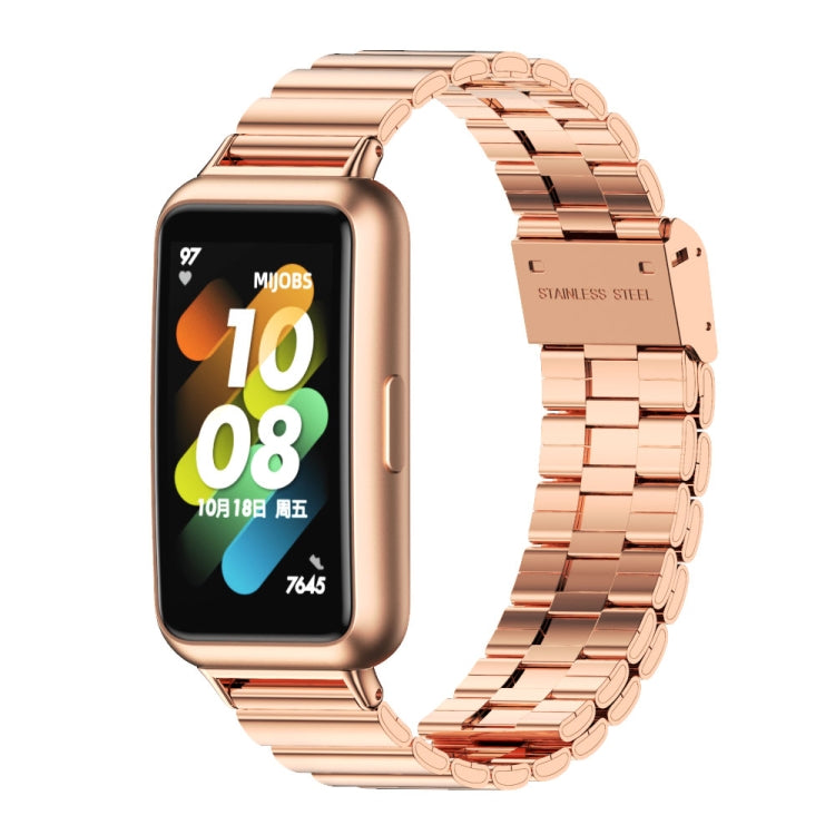 For Huawei Band 7 / 7 NFC Mijobs Bamboo Stainless Steel Metal Buckle Watch Band(Rose Gold) - Watch Bands by MIJOBS | Online Shopping UK | buy2fix