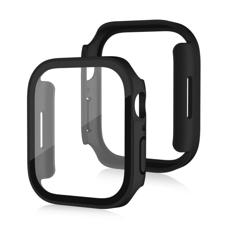 Life Waterproof Frosted 2 in 1 PC Frame + Tempered Glass Protective Case For Apple Watch Series 6 / 5 / 4 / SE 44mm(Black) - Watch Cases by buy2fix | Online Shopping UK | buy2fix