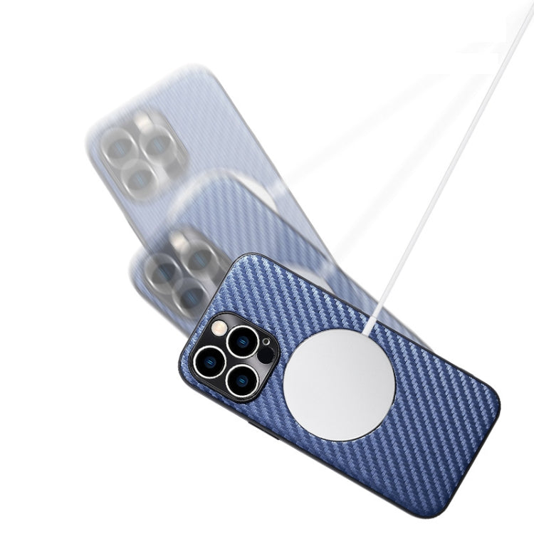 For iPhone 14 Pro Max Carbon Fiber Texture MagSafe Magnetic Phone Case (Silver Grey) - iPhone 14 Pro Max Cases by buy2fix | Online Shopping UK | buy2fix