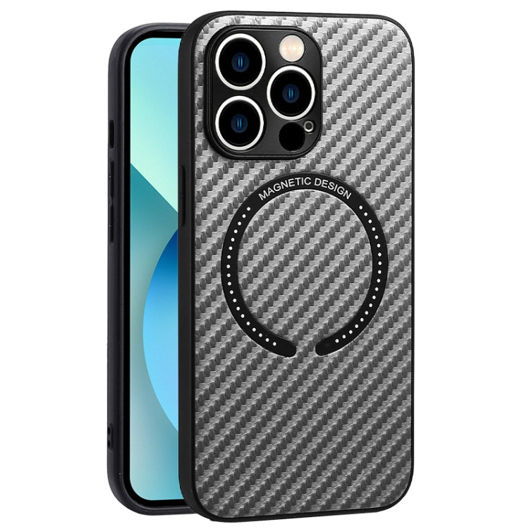 For iPhone 13 Pro Max Carbon Fiber Texture MagSafe Magnetic Phone Case(Silver Grey) - iPhone 13 Pro Max Cases by buy2fix | Online Shopping UK | buy2fix