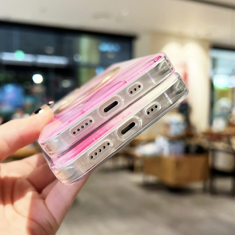 For iPhone 12 Pro Gilt Marble Magsafe Phone Case(Pink) - iPhone 12 / 12 Pro Cases by buy2fix | Online Shopping UK | buy2fix