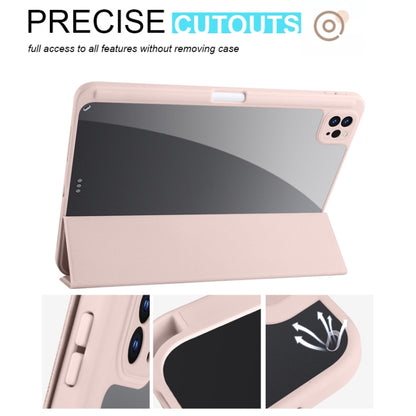 For iPad Air 13 2024 / Pro 12.9 2022 / 2021 / 2020 / 2018 Acrylic 3-folding Smart Leather Tablet Case(Pink) - iPad Pro 12.9 (2022/2021) Cases by buy2fix | Online Shopping UK | buy2fix