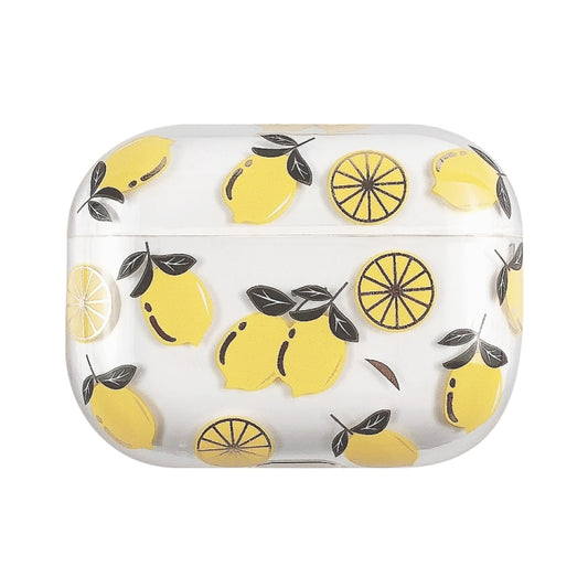 For AirPods Pro 2 Bronzing Fruit Pattern PC Earphone Hard Protective Case(Lemon) - For AirPods Pro 2 by buy2fix | Online Shopping UK | buy2fix