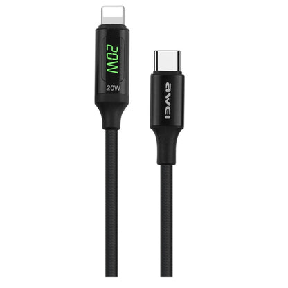 awei CL-123L 1m USB-C / Type-C to 8Pin Digital Display Data Fast Charging Cable - 2 in 1 Cable by awei | Online Shopping UK | buy2fix