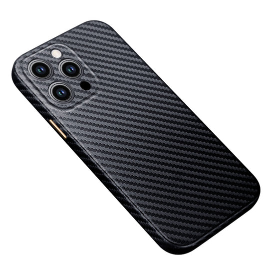 For iPhone 14 Pro R-JUST Carbon Fiber Texture Kevlar Phone Case(Black) - iPhone 14 Pro Cases by R-JUST | Online Shopping UK | buy2fix