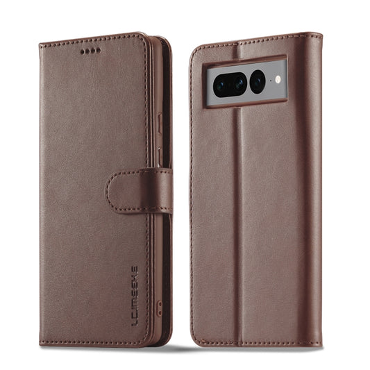 For Google Pixel 7 Pro LC.IMEEKE Calf Texture Horizontal Flip Leather Case(Brown) - Google Cases by LC.IMEEKE | Online Shopping UK | buy2fix