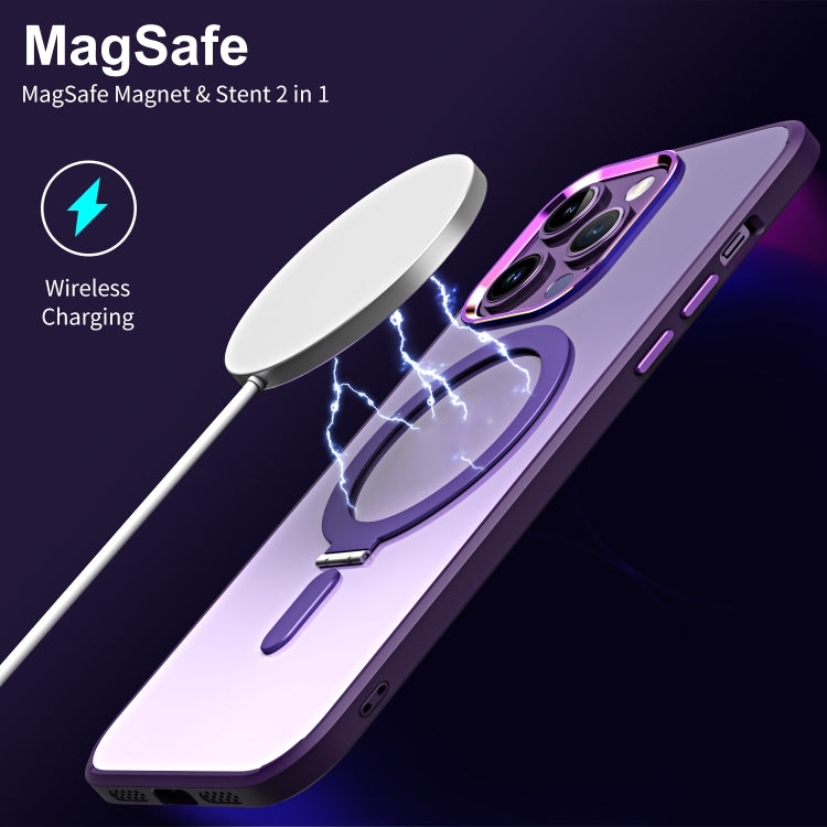 For iPhone 14 Pro Magsafe Invisible Holder Phone Case(Purple) - iPhone 14 Pro Cases by buy2fix | Online Shopping UK | buy2fix