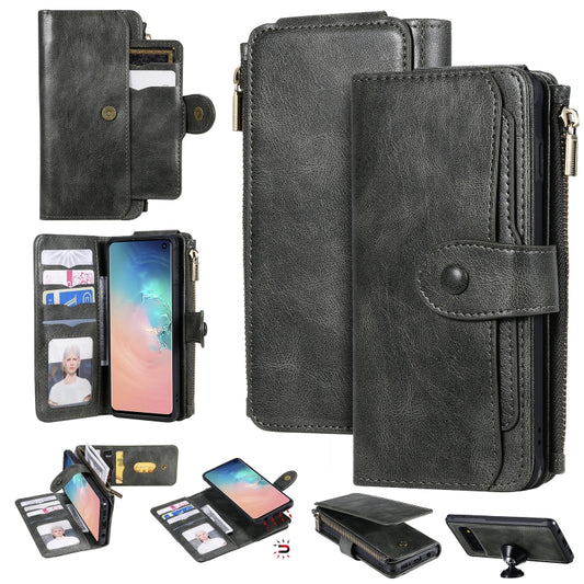 For Galaxy S10 Multifunctional Retro Detachable Magnetic Horizontal Flip Leather Case with Card Slots & Holder & Wallet & Photo Frame(Dark Green) - Galaxy Phone Cases by buy2fix | Online Shopping UK | buy2fix