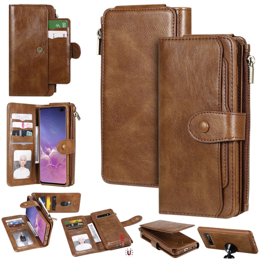 For Galaxy S10+ Multifunctional Retro Detachable Magnetic Horizontal Flip Leather Case with Card Slots & Holder & Wallet & Photo Frame(Brown) - Galaxy Phone Cases by buy2fix | Online Shopping UK | buy2fix