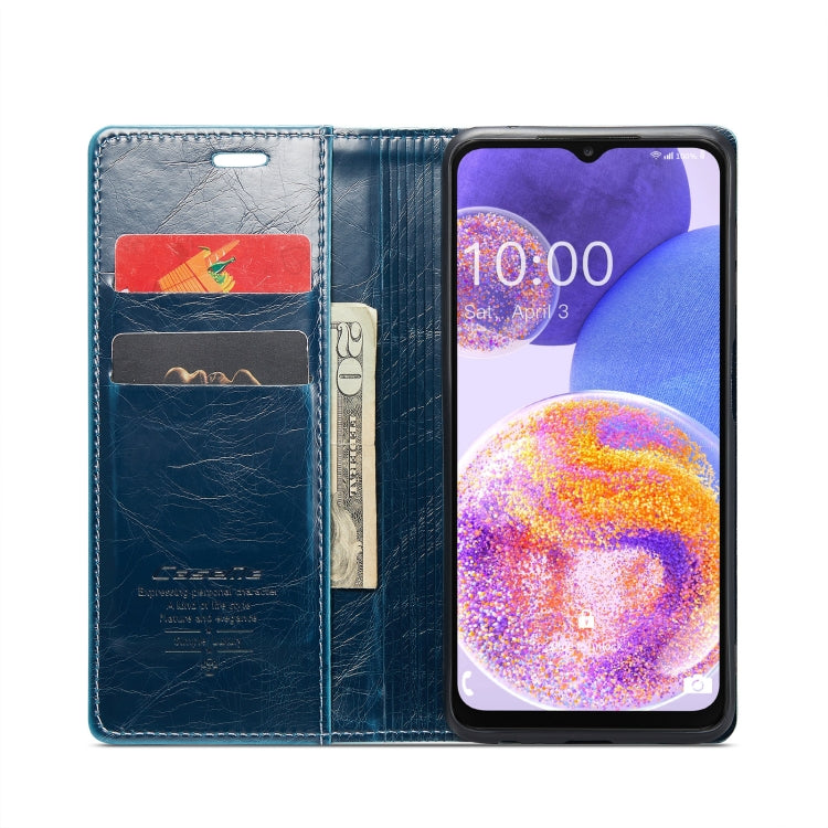 For Samsung Galaxy A23 / M23 CaseMe 003 Crazy Horse Texture Leather Phone Case(Blue) - Galaxy Phone Cases by CaseMe | Online Shopping UK | buy2fix