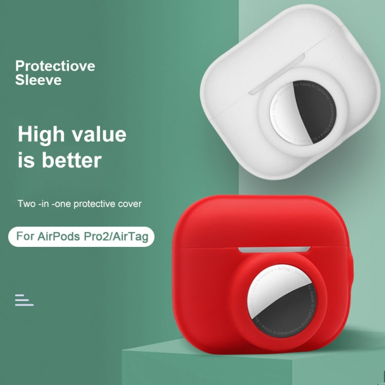 For AirPods Pro 2 / AirTag 2 in 1 Shockproof Full Coverage Silicone Protective Case(White) - For AirPods Pro 2 by buy2fix | Online Shopping UK | buy2fix