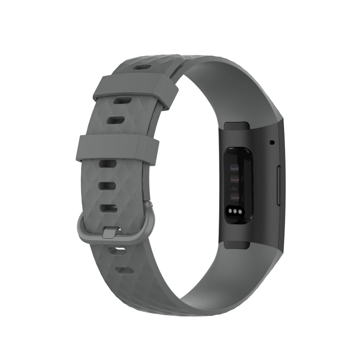 Color Buckle TPU Wrist Strap Watch Band for Fitbit Charge 4 / Charge 3 / Charge 3 SE, Size: S(Gray) - Watch Bands by buy2fix | Online Shopping UK | buy2fix